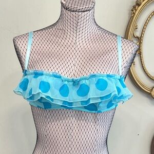 Vintage Y2K International Intimates Cha Cha Balconet Bra Poolside Blue 34B